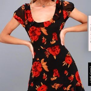Lulu’s Black & Red Floral Dress